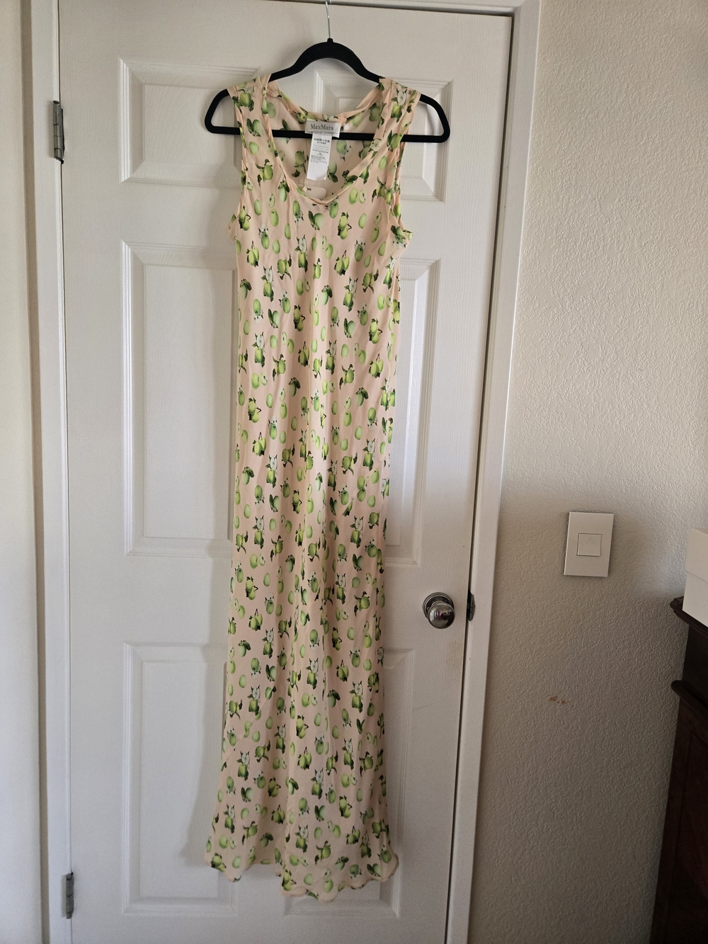 MaxMara Cream Maxi Dress with Green Floral Print